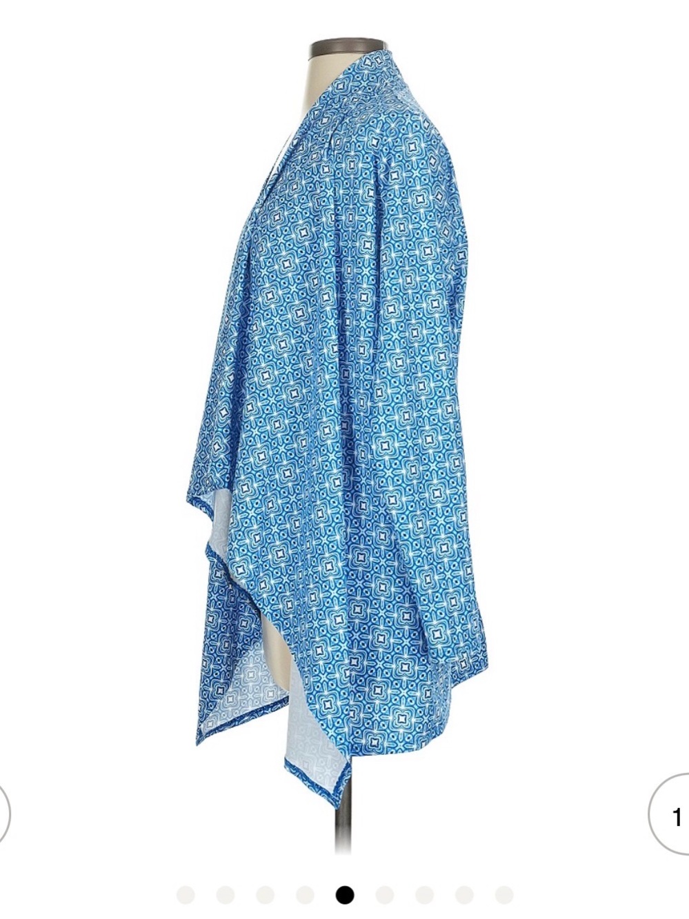 Lands’ End Open Front Swim Cover-Up Cardigan Plus Size 2X Blue Geometric UPF EUC - Picture 4 of 10